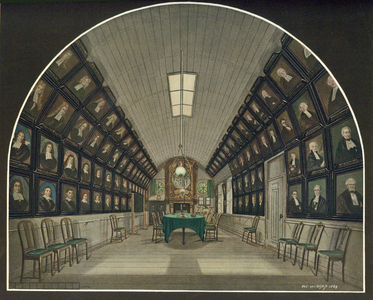 31410 Interieur van het oude Academiegebouw aan het Domplein te Utrecht: de senaatskamer.